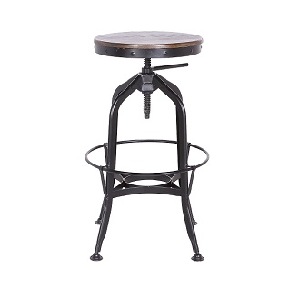 M-94143 Barstool Frosted Black with Walnut Wood Seat