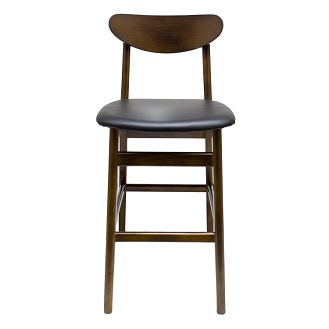 WBS-012 Bay Wooden Bar Stool Walnut Color Black Seating