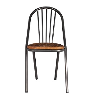 M-74552 Metal Chair with Pine Wood Seat