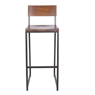 M-94555 Barstool Frosted Black with Walnut Wood Seat