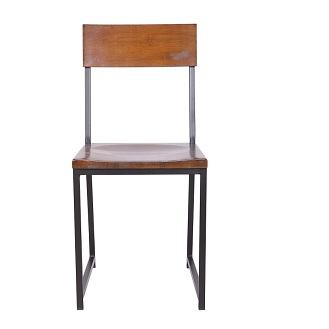 M-74555 Chair Frosted Black with Walnut Wood Seat