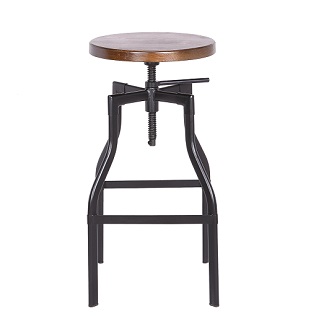 M-94142 Barstool Frosted Black with Walnut Wood Seat