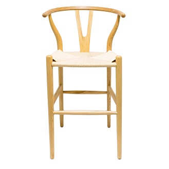 JY-102 Old Color Wood Bar Stool with yellow string  seat 