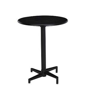 Round Metal Folding Table Frosted Black Coated Stand Frosted Black