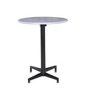 Round Metal Folding Table Frosted Black Coated Stand Silver 