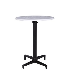 Round Metal Folding Table Frosted Black Coated Stand Frosted White