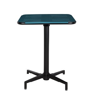 Square Metal Folding Table Frosted Black Coated Stand Frosted Teal