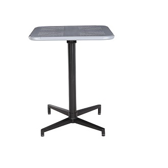 Square Metal Folding Table Frosted Black Coated Stand Silver (Glossy)