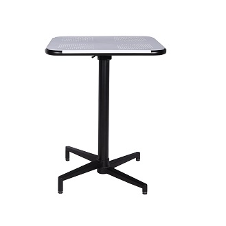 Square Metal Folding Table Frosted Black Coated Stand Frosted White