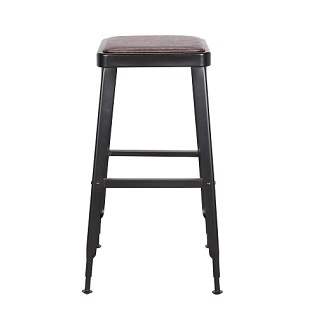 M-94518 Frosted black Metal Barstool with PU Cushion Vintage Mocha