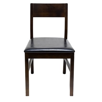 JY-023 Walnut Color Wood Chair with Black Cushion Y898-1 